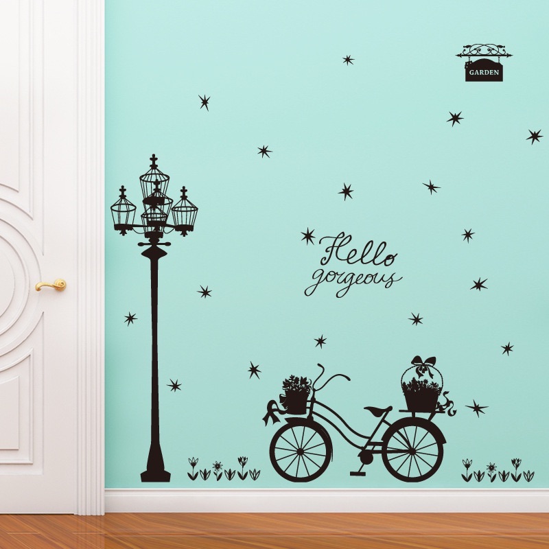 Decal tranh dán tường xe đạp cốt điện