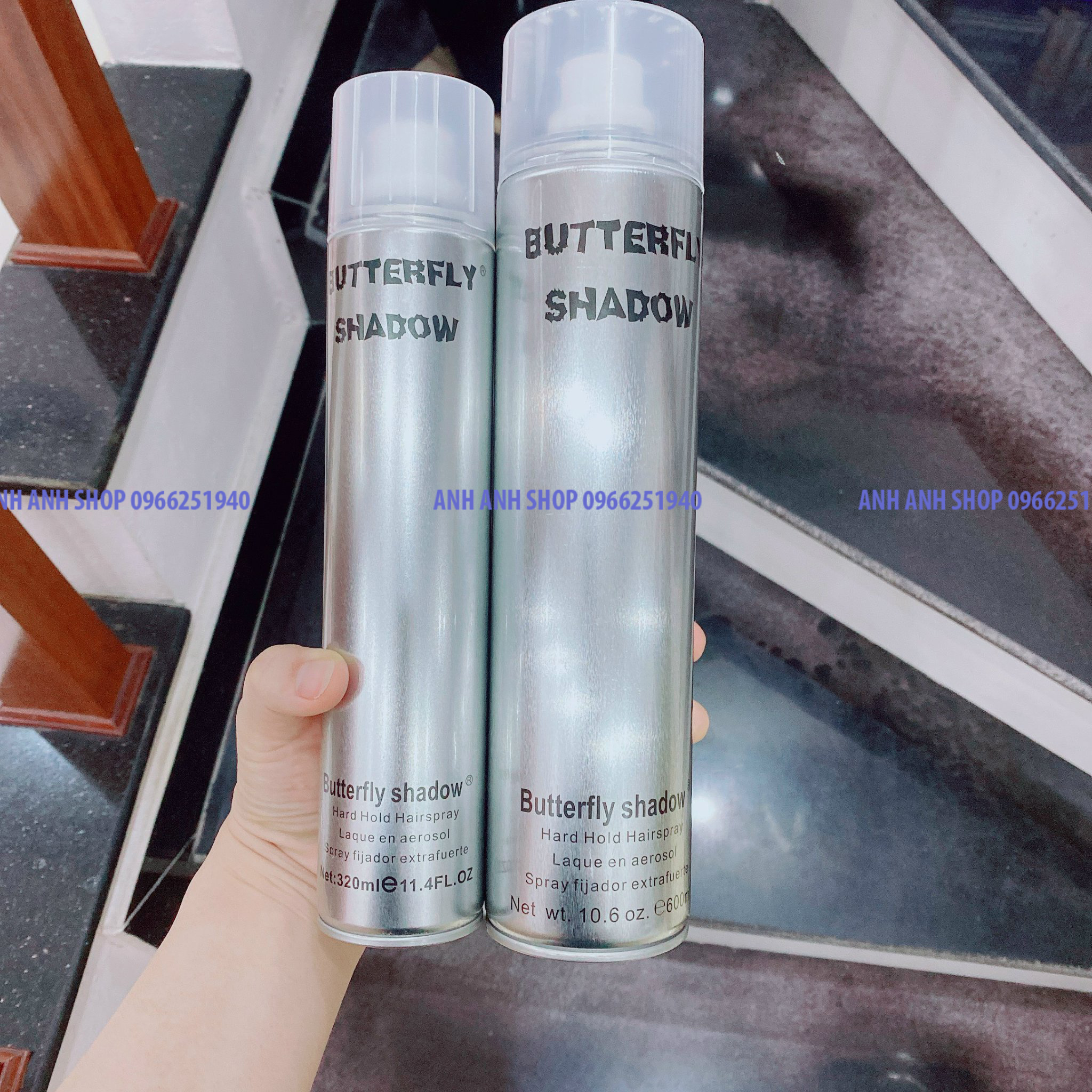 Gôm xịt tóc Butterfly Shadow 600ml Giữ Nếp Tóc Cực Tốt