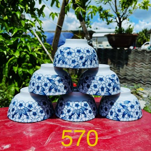Bộ 10 chén cơm gốm sứ hoa văn Giả cổ