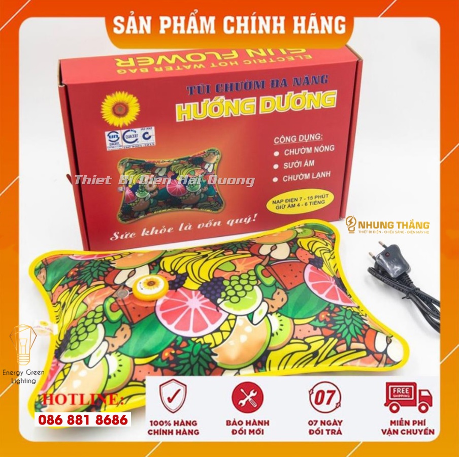 Túi sưởi hướng dương - túi suởi ấm sạc điện, chườm nóng lạnh, sưởi ấm bụng, chân tay - size l - màu random - có video