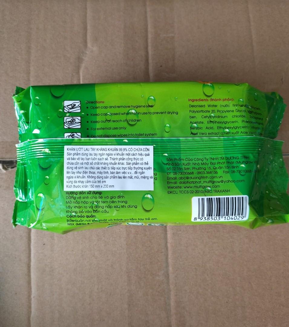 Khăn ướt lau tay có cồn ABC 80 miếng/bao