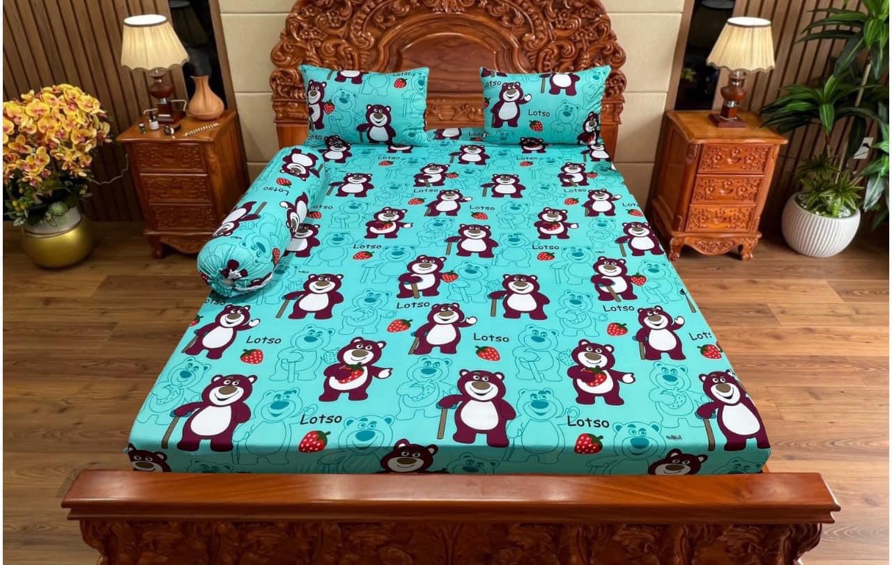 Bộ drap ga thun Hàn quốc (MẪU GẤU BÔNG) mới chất đẹp