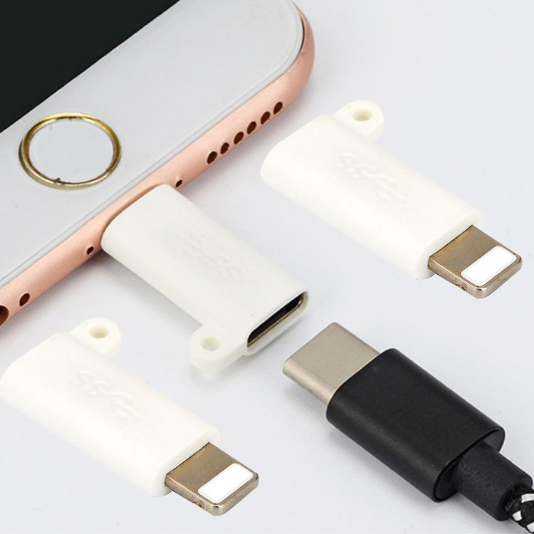 Đầu chuyển đổi Type C sang Lightning (Iphone) có móc chống rơi (Màu trắng)