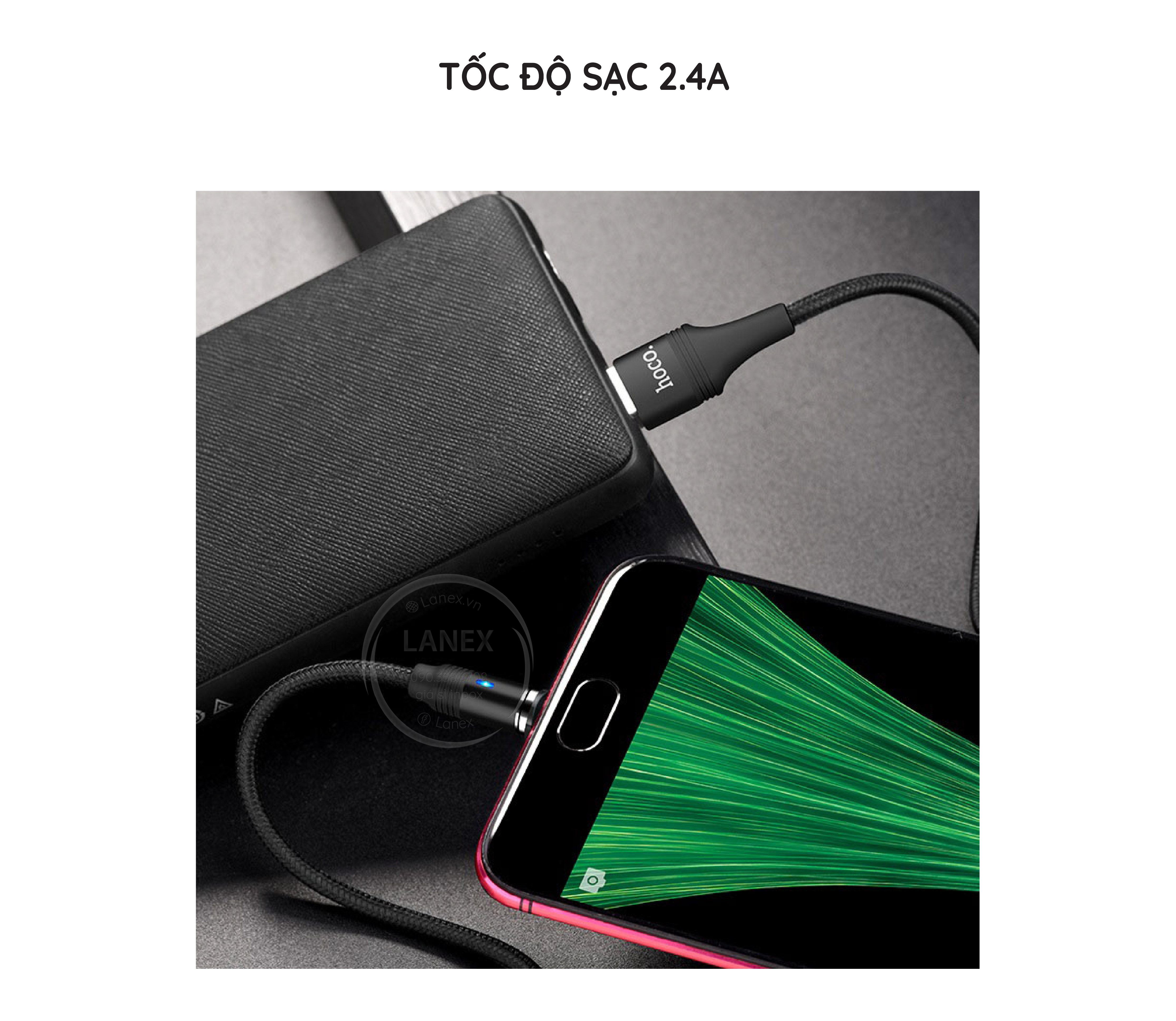 Cáp Sạc Nhanh Hoco U76 Dây Dù Nam Châm Micro Usb 2.4a Dài 1.2m