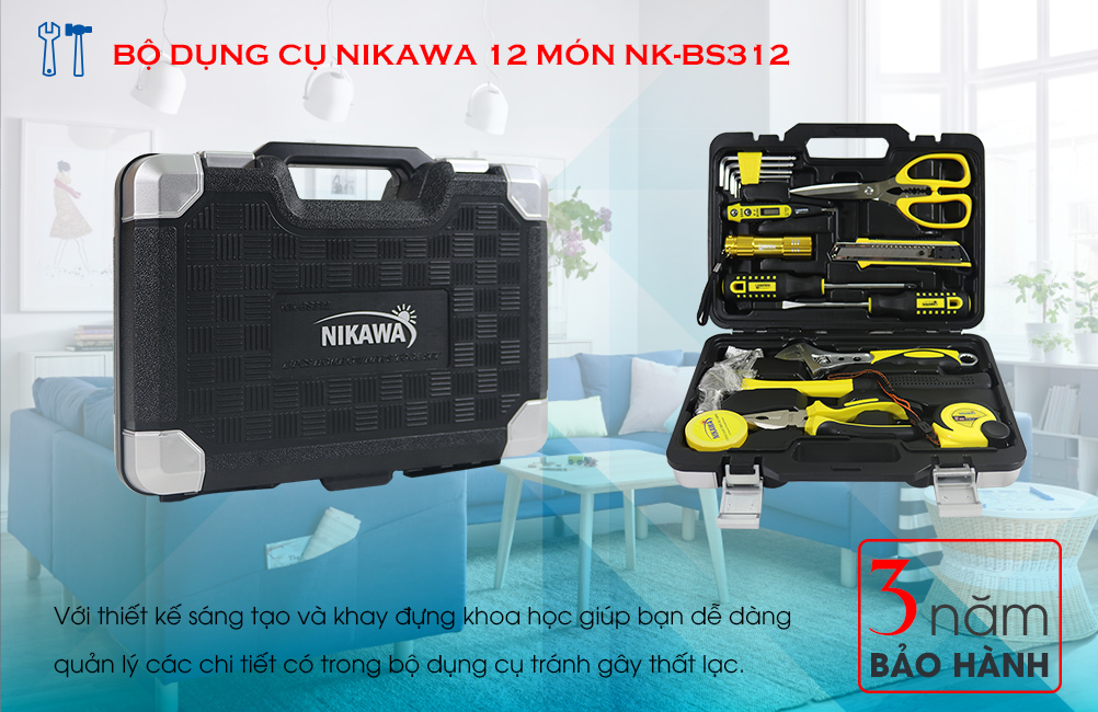 Bộ dụng cụ Nikawa Tools 12 món NK-BS312 - BẢO HÀNH 36 THÁNG
