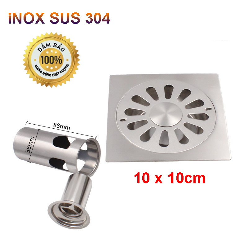 Nắp cống iNOX SUS 304 Chống mùi, Côn trùng 10x10cm vuông
