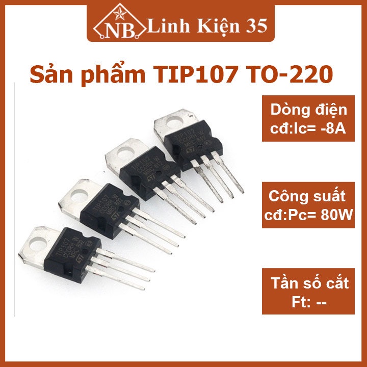 Linh kiện điện tử tip107 to-220 pnp 100v 8a 80w darlington transistor