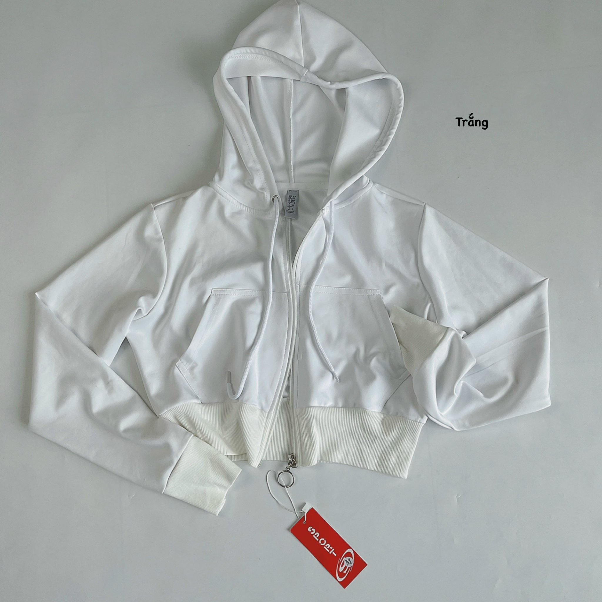 Áo Khoác Croptop Nữ Thể Thao Có Mũ Túi 2 Bên Đi Tập Gym Cực Xinh