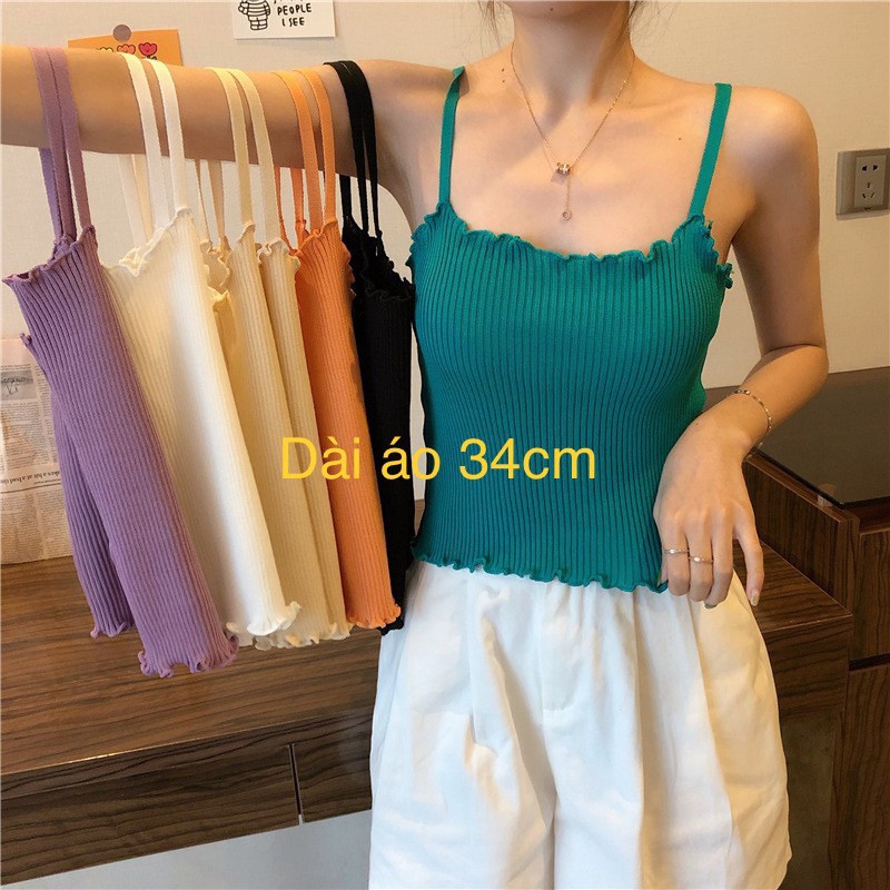 Áo 2 dây viền bèo basic