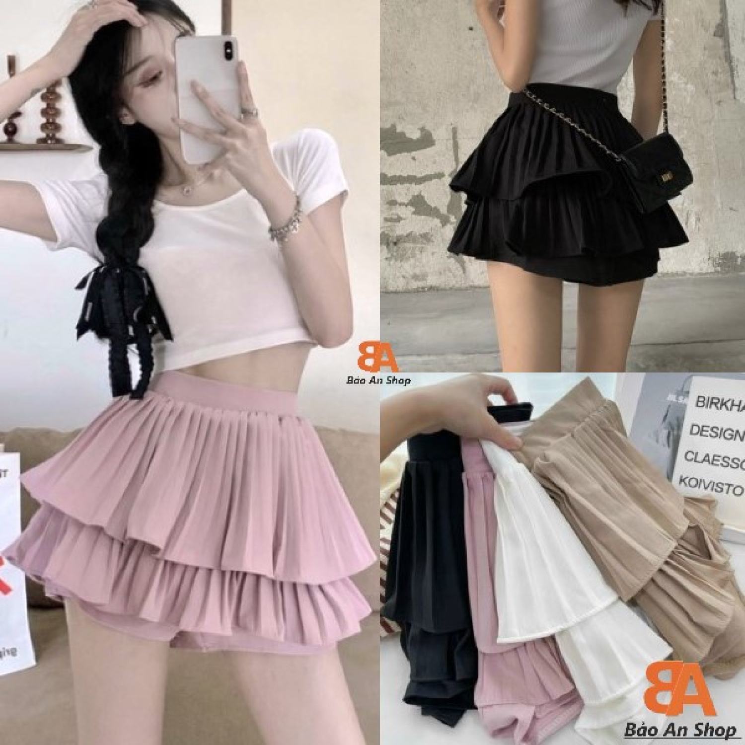 Chân váy 2 tầng xếp ly bồng bềnh - chân váy chất đẹp 2 lớp dày dặn hariqueen