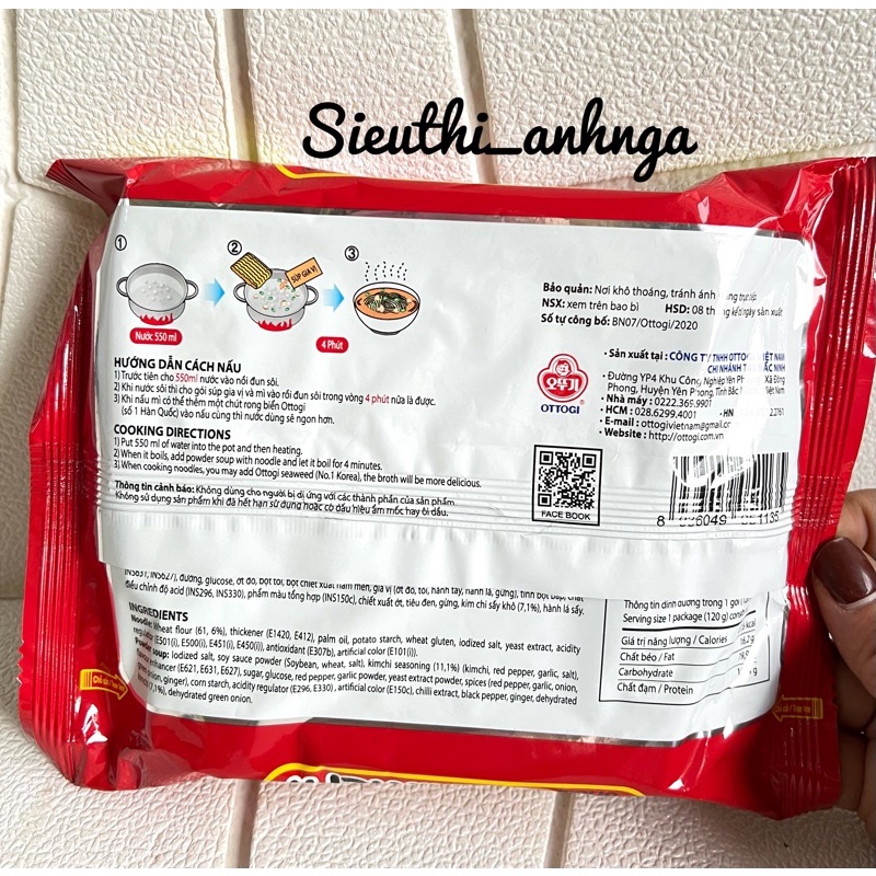 Mì Kim Chi Ottogi Mì Kiểu Hàn Quốc Gói 120g