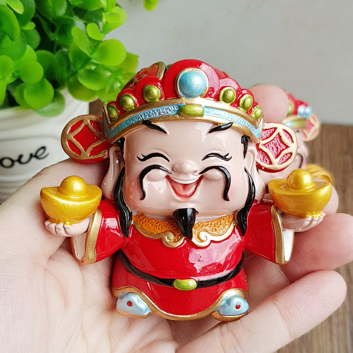 [HCM]Tượng chibi Thần Tài may mắn 7cm - mẫu hai tay cầm 2 thỏi vàng