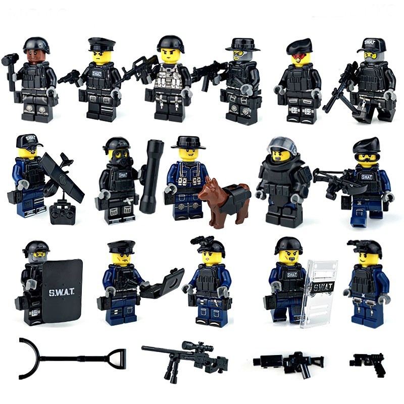 Combo 16 lính đặc nhiệm swat kèm trang bị siêu khủng