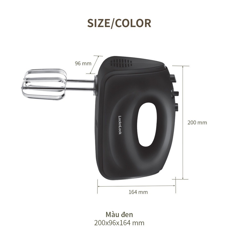 Máy đánh trứng LocknLock Hand Mixer - hai bộ que đánh EJM501DGRY- T2CMALL