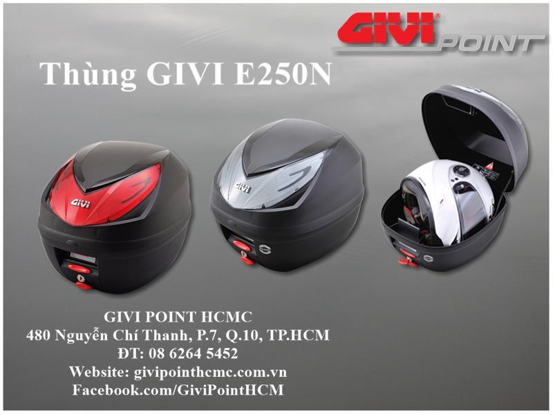 [HCM]Thùng sau xe máy GIVI E250N - Tặng kèm đế