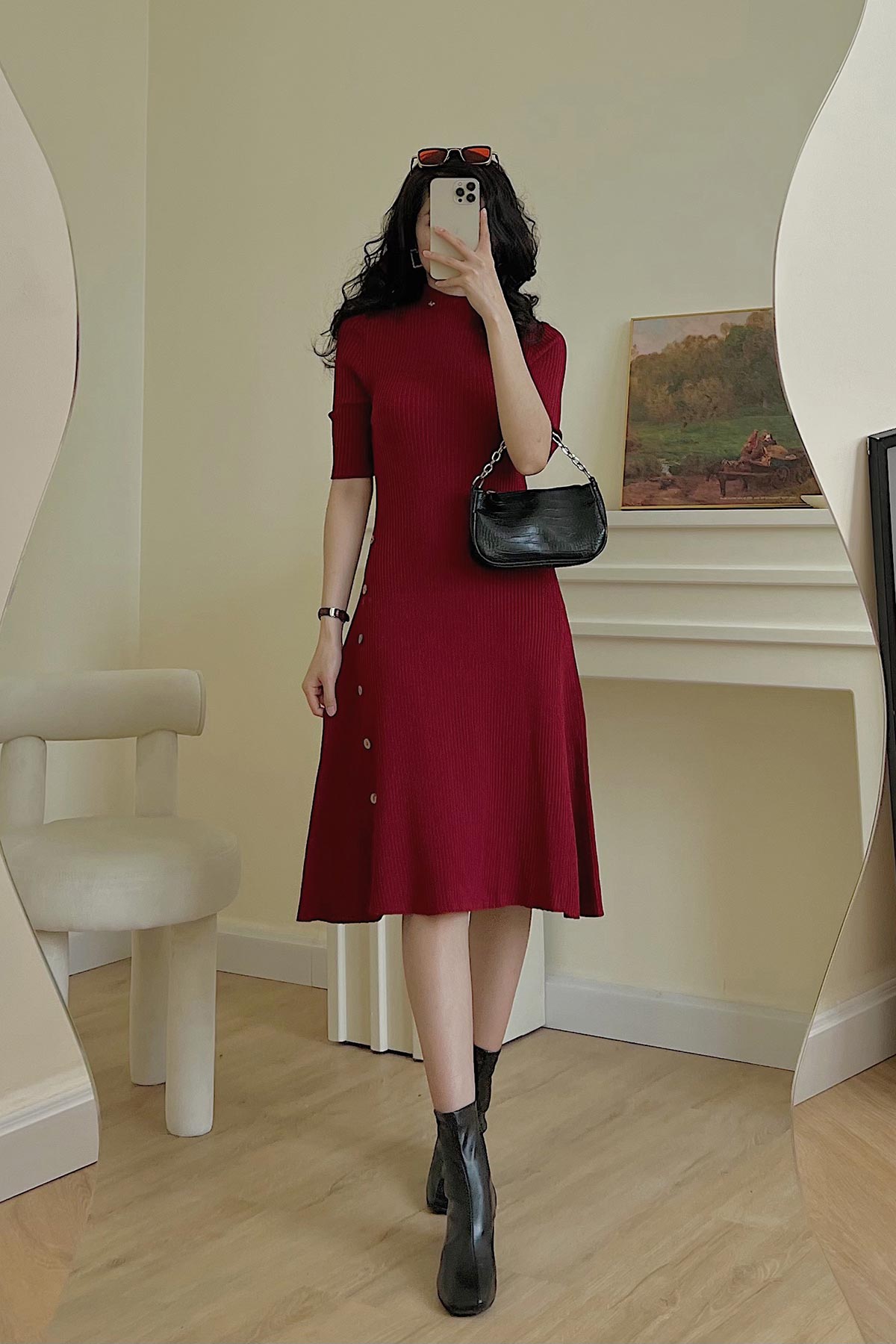 Đầm len vientran tay lỡ nẹp khuy v63r21t007