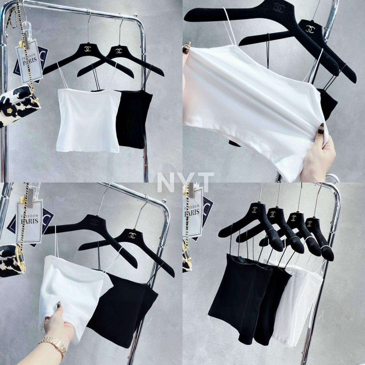 Áo thun 2 dây trơn - chất borip co giãn tốt