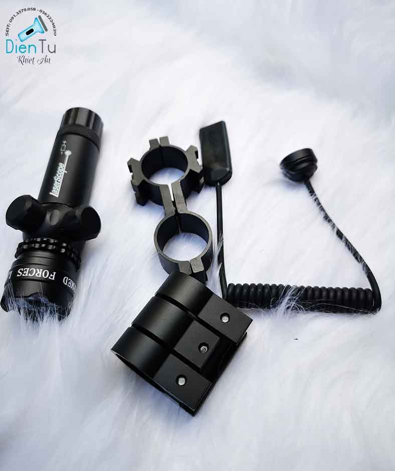 Đèn laser tia đỏ núm vặn trọn bộ pin sạc cao cấp