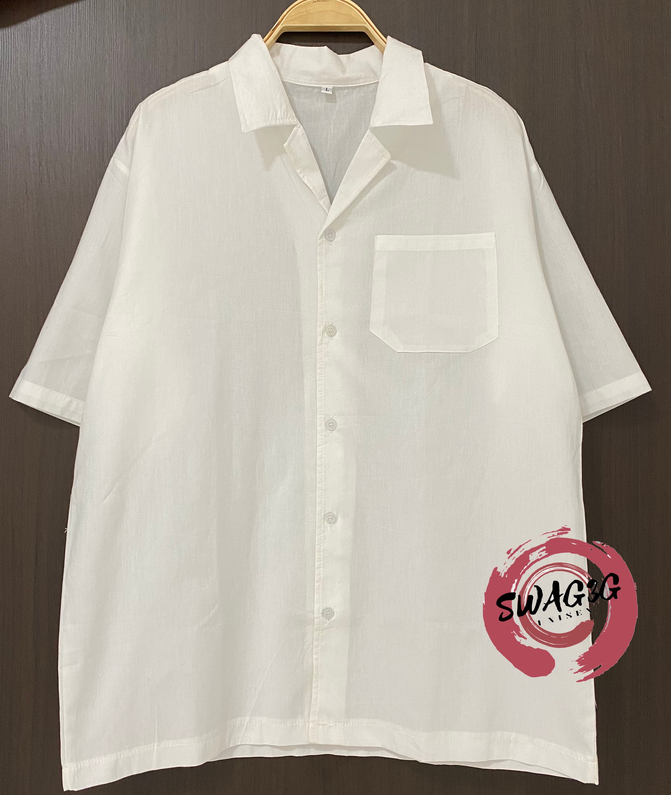 Áo Sơ Mi Cổ Vest phối túi Nam Nữ 3 màu basic chất vải thô mềm
