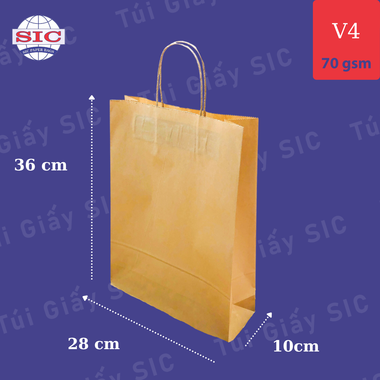 [SET 100 CHIẾC] TÚI GIẤY KRAFT V4: 28x10x36 CÓ QUAI