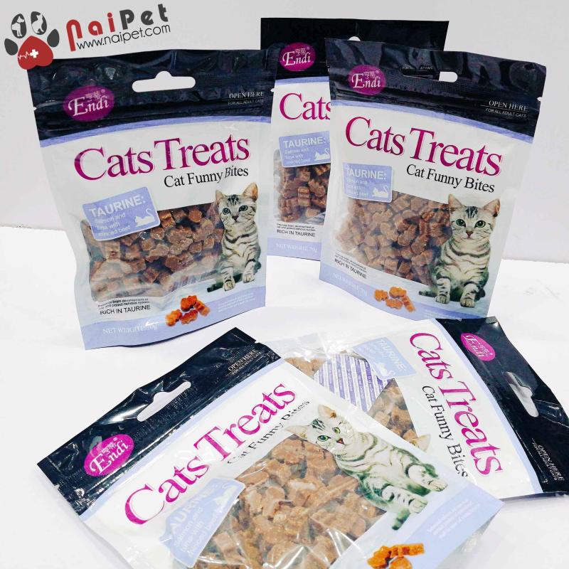 Đồ Ăn Vặt Bánh Thưởng Cho Mèo Vị Cá Hồi Cá Ngừ Bò Băm Cats Treats Endi 70g