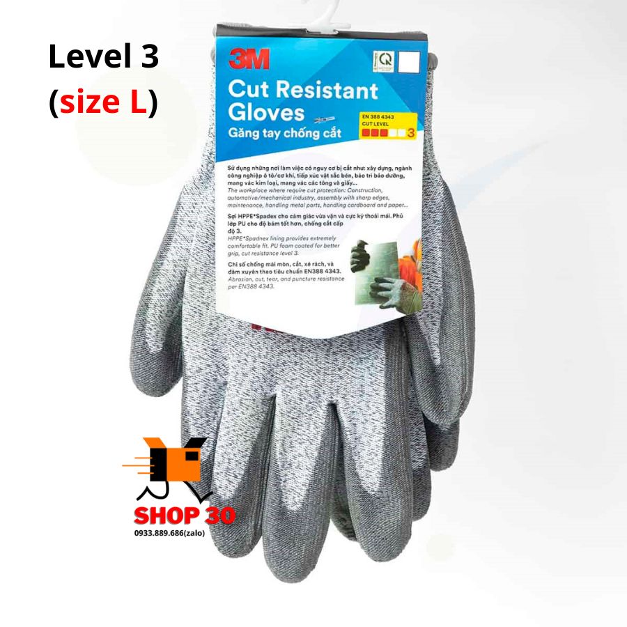 Găng tay chống cắt 3M-Mỹ, 3 cấp độ (Lv1, Lv3, Lv5)