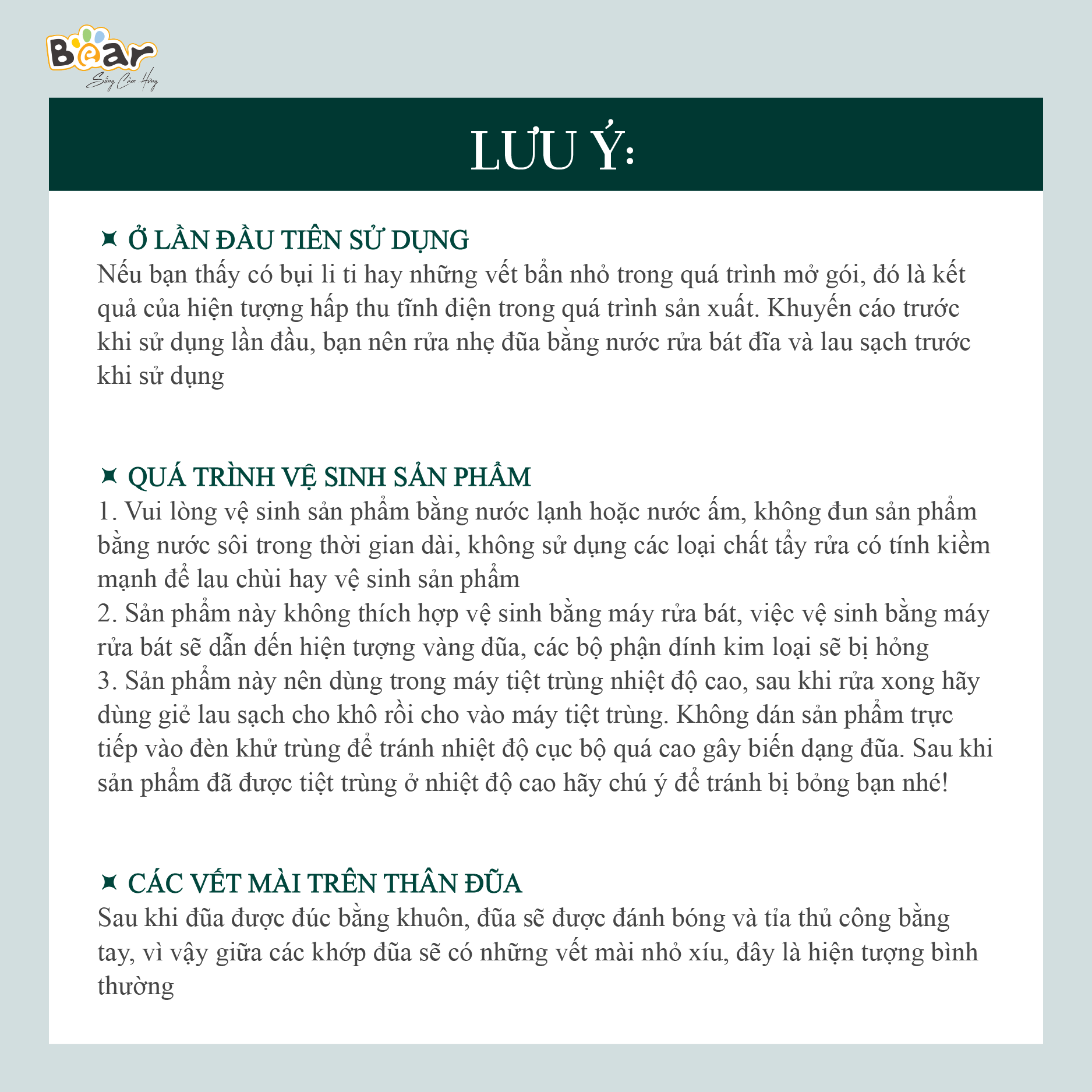 Đũa Bear E0102 cao cấp, kháng khuẩn, chất liệu an toàn