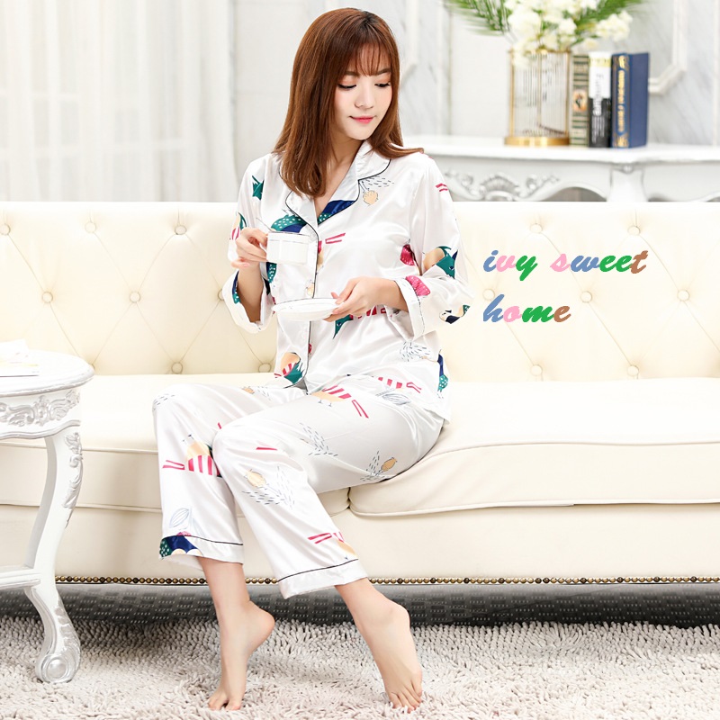 Bộ Ngủ Parrot Mặc Nhà Lụa Satin Mềm Rũ 💛 Ivysweethome 638