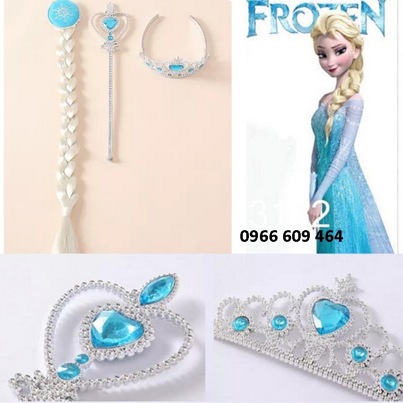 Set Phụ kiện Elsa 3 món tóc, Gậy, Vương miện loại đẹp
