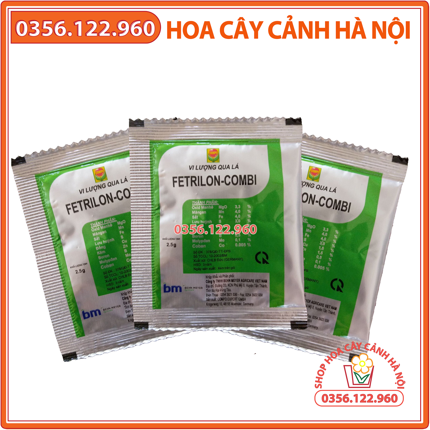 COMBO 3 GÓI Phân bón lá vi lượng nhập khẩu cao cấp FETRILON COMBI gói 2.5g