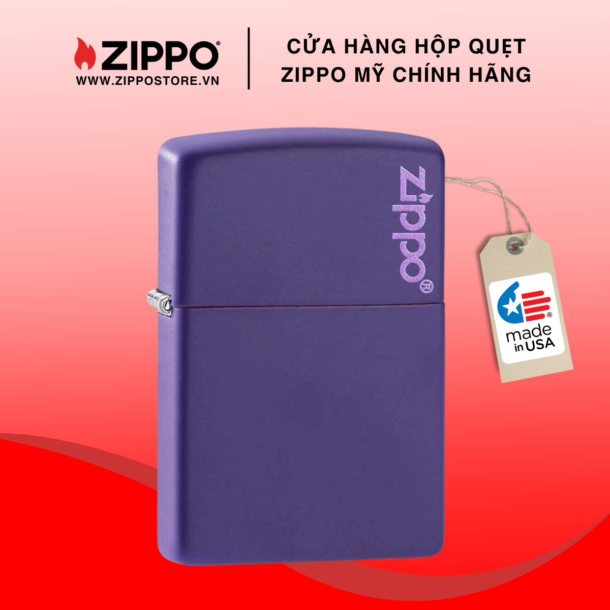 Zippo Lighter Purple Matte Zippo Logo 237Zl
