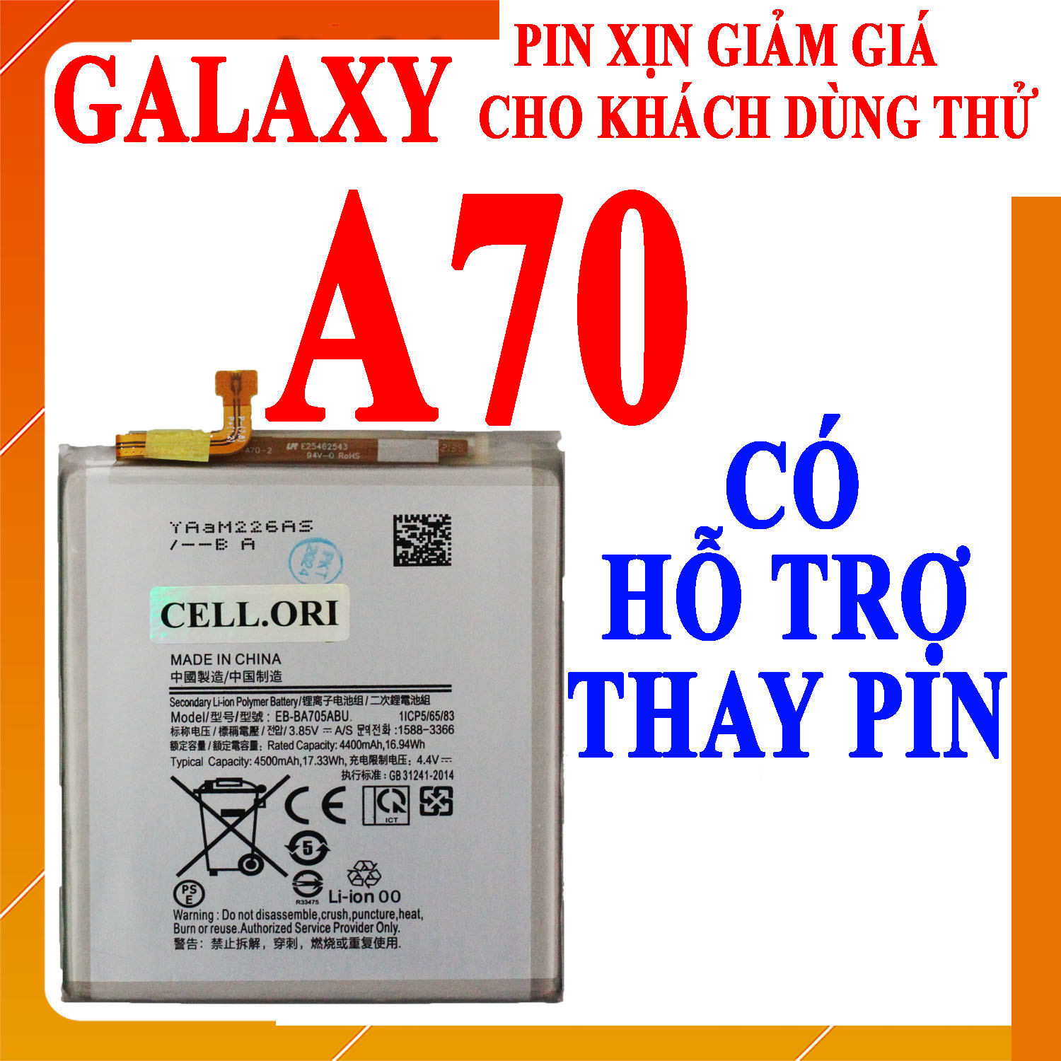 Pin scud cho samsung galaxy a70 a705f eb-ba705abu dung lượng 4400mah