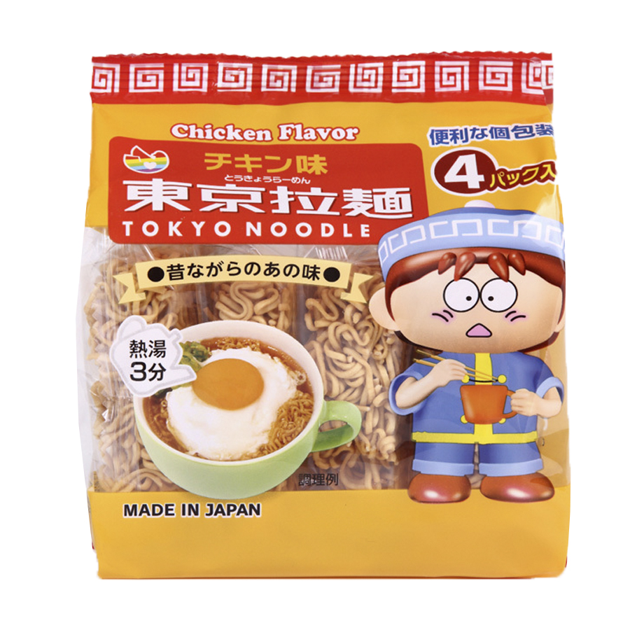 Lốc 4 gói mì ramen ăn liền Tokyo Noodle vị gà và tôm 112g