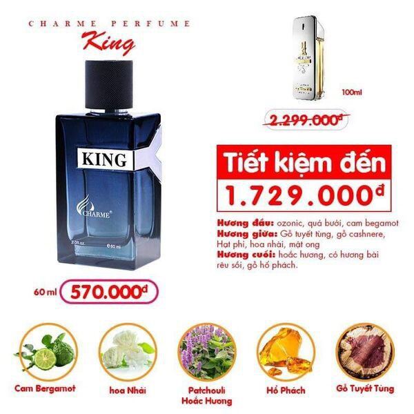 Nước hoa nam King 60ml - chiết 10ml kèm hộp