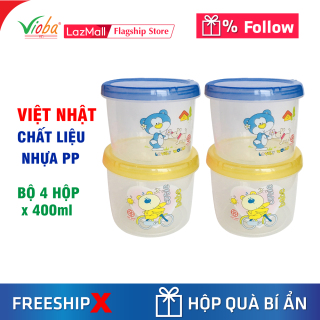 4 hộp nhựa Việt Nhật có nắp, đựng thực phẩm, chất liệu nhựa PP an toàn cho thumbnail