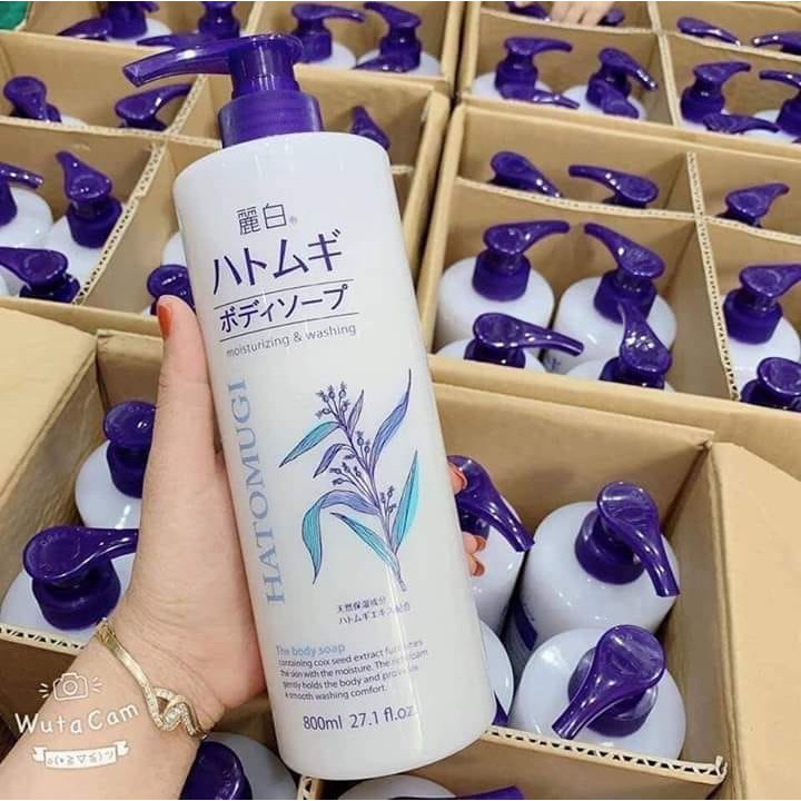 Sữa Tắm Ý Dĩ Hatomugi Trắng Da Ẩm Mịn 800ml Nhật Bản
