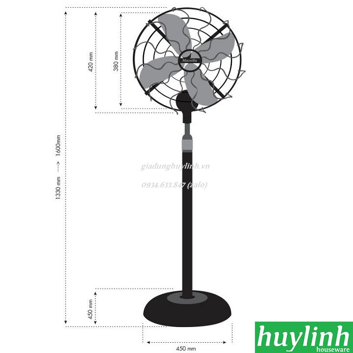 [HCM][Trả góp 0%]Quạt cây đứng kiểu cổ Sinwa D400
