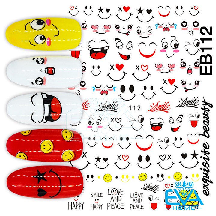 Decal Dán Móng Tay 3D Nail Sticker Hoạ Tiết Icon Mặt Cười EB112