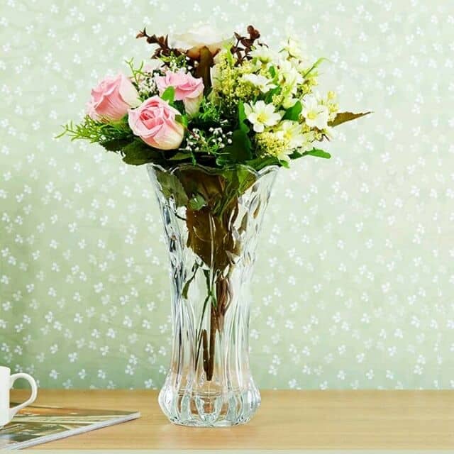 Bình cắm hoa thủy tinh cao 20cm - Trắng