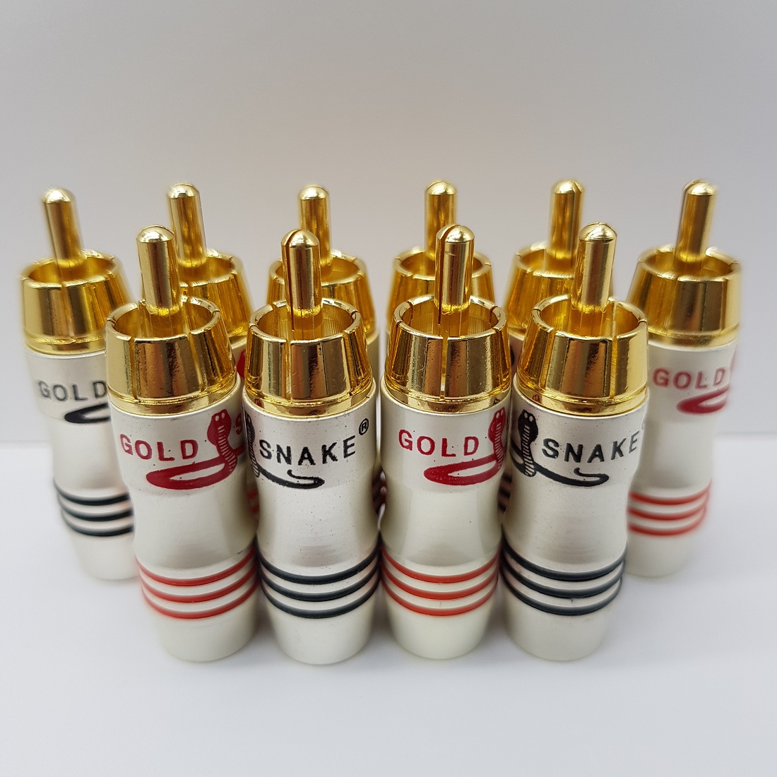 Bộ 04 Jack AV /Jack hoa sen / Jack RCA Gold Snake (trắng)
