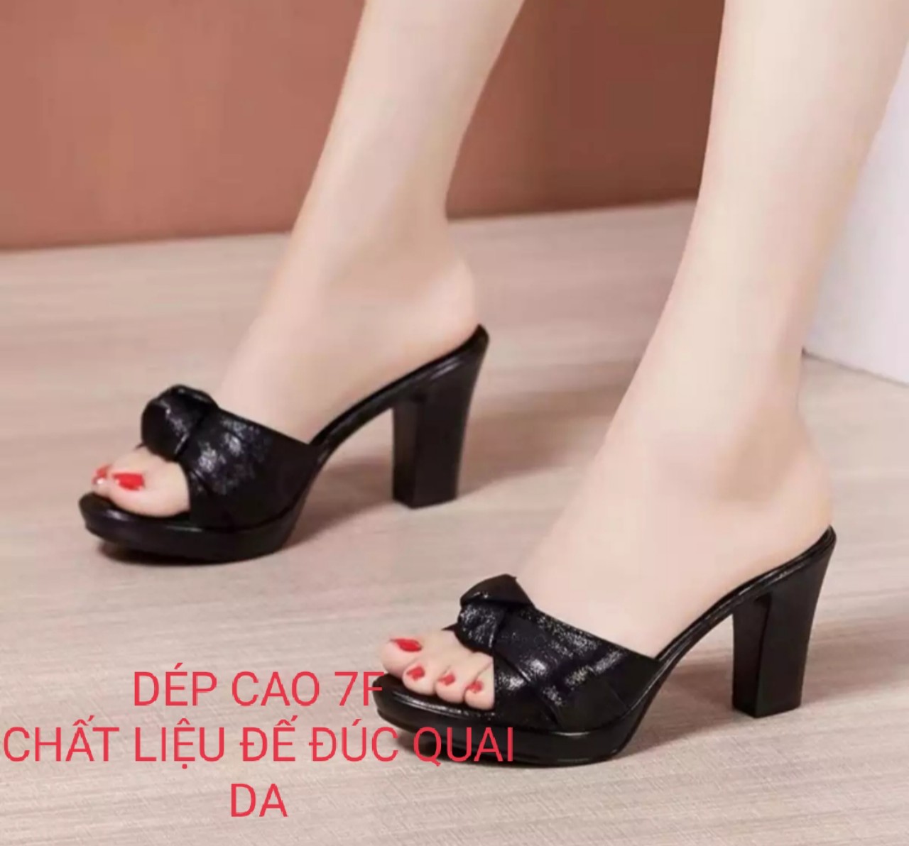 Dép cao gót nơ cuộn GPSHOP
