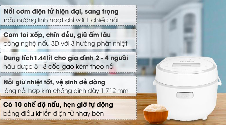 NỒI CƠM ĐIỆN TỬ CUCKOO CR-0810F dung tích 1.44L