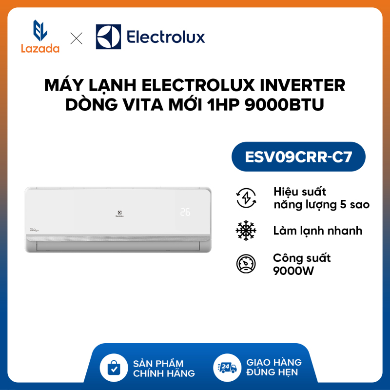 Bảng giá Máy lạnh Electrolux Inverter dòng Vita mới 1HP 9000BTU ESV09CRR-C7 (Trắng) - Hàng phân phối chính hãng, tiết kiệm điện