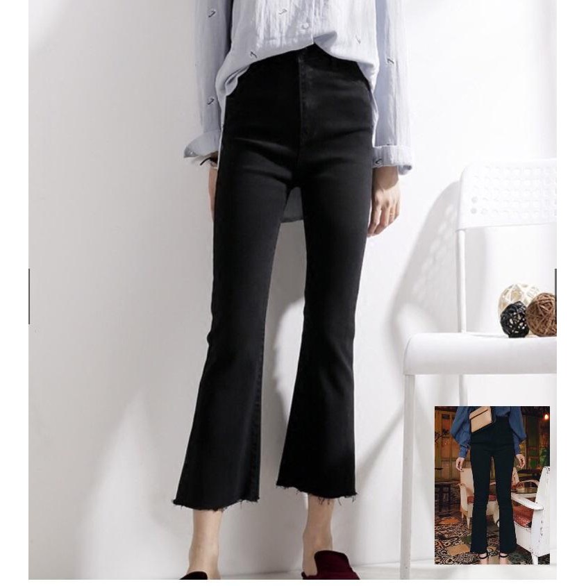 quần jean nữ ống loe màu đen xịn af1