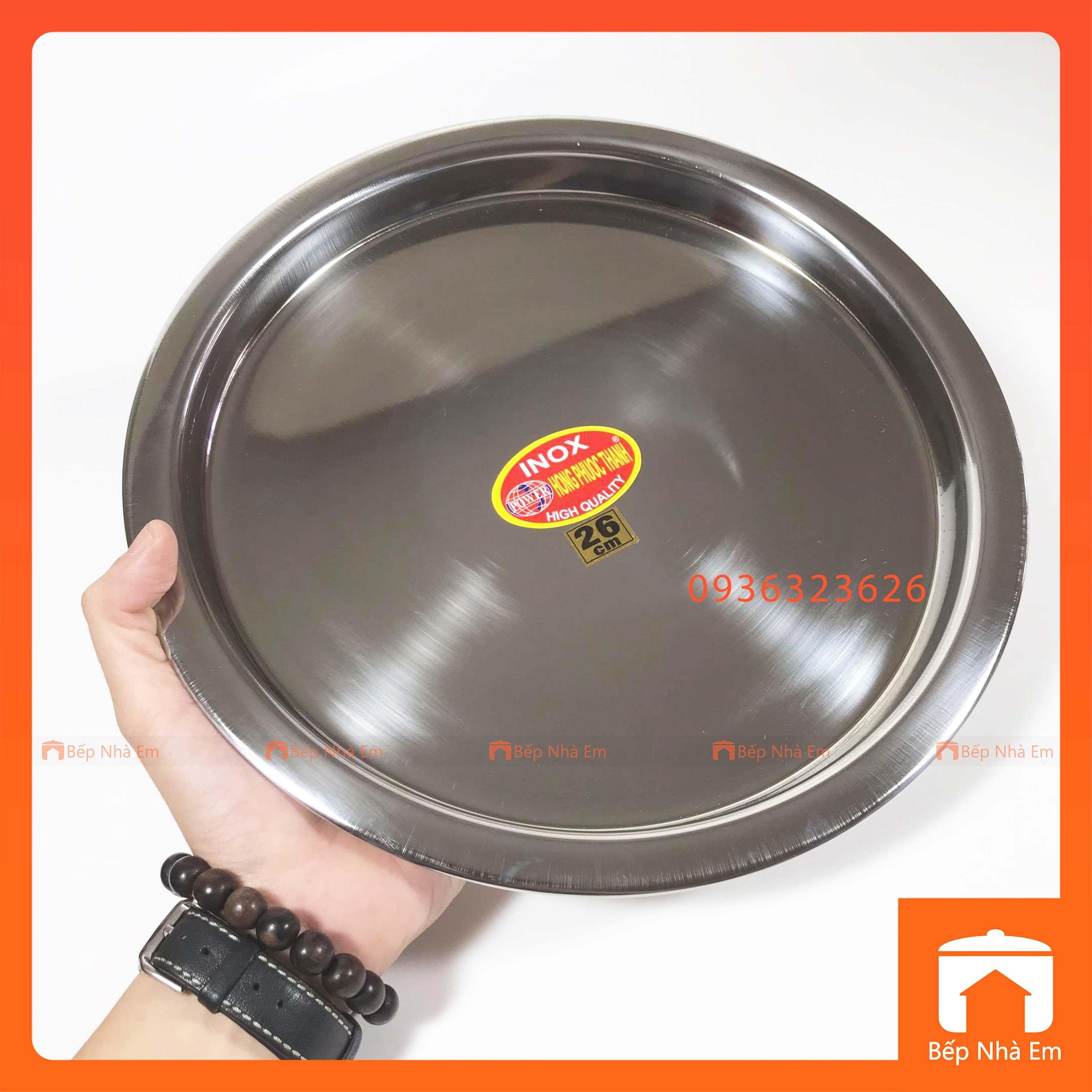 Khay tròn inox, dĩa tròn inox cao cấp 26cm chuyên dùng lót bếp cồn - hàng việt nam sản xuất