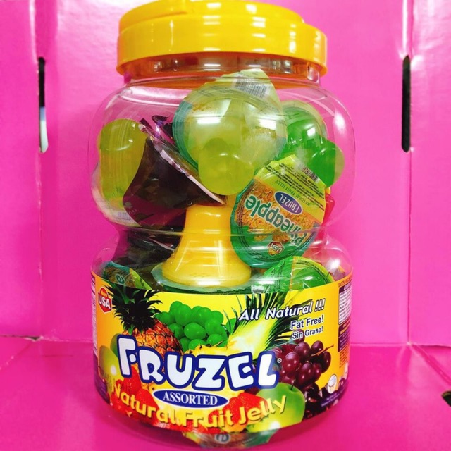 Rau câu trái cây fruzel assorted natural fruit jelly 1450g của mỹ