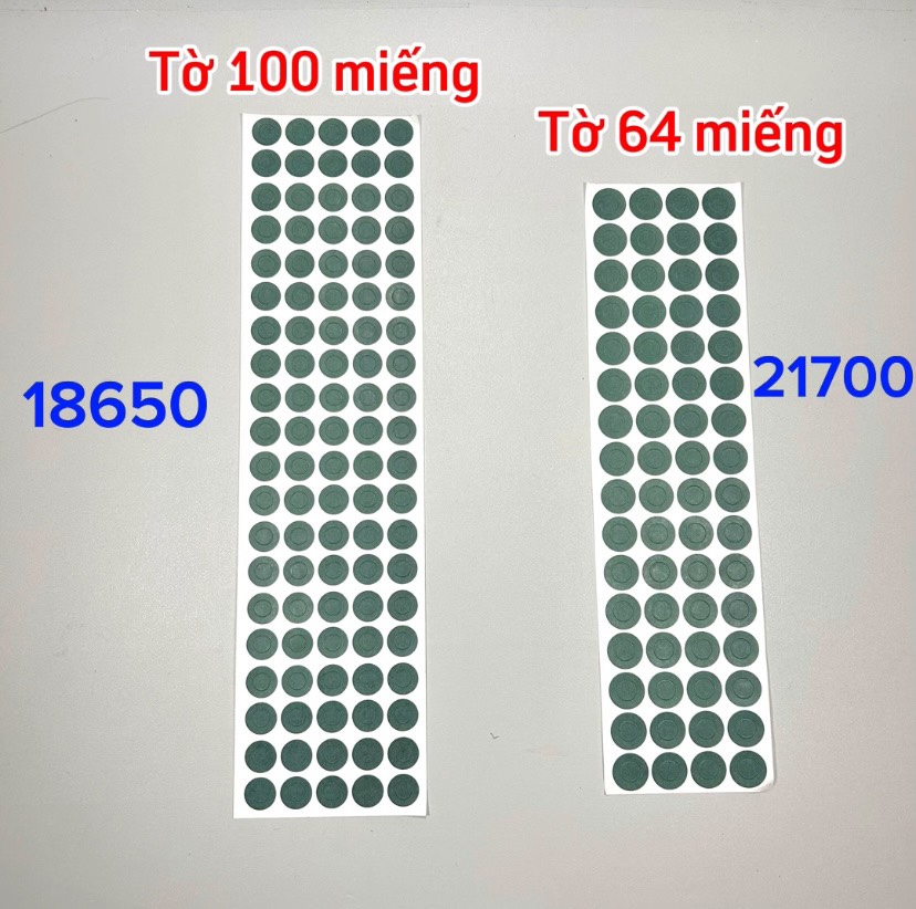 Giấy dán đầu pin 18650-21700 cách điện, cách nhiệt ( 64 - 100 miếng)