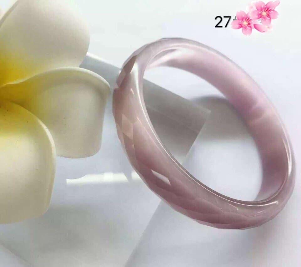 Vòng Tay Bản Liền Đá Mắt Mèo Màu Tím