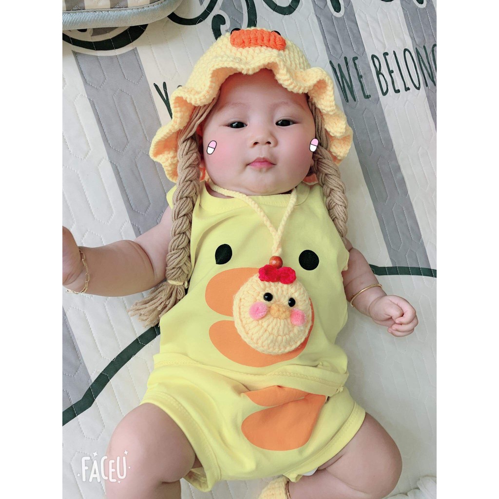 Nón len bím tóc hình con vịt vàng