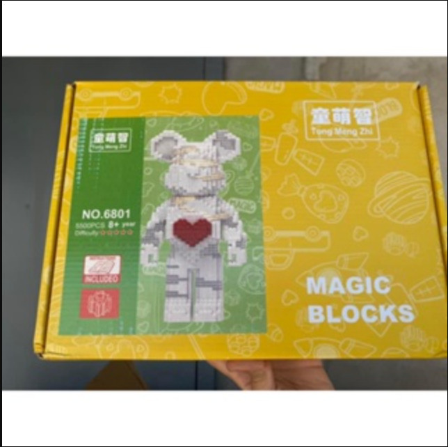 Mô hình lắp ráp gấu bearbrick cỡ lớn 30cm - 36cm, Đồ chơi lắp ráp